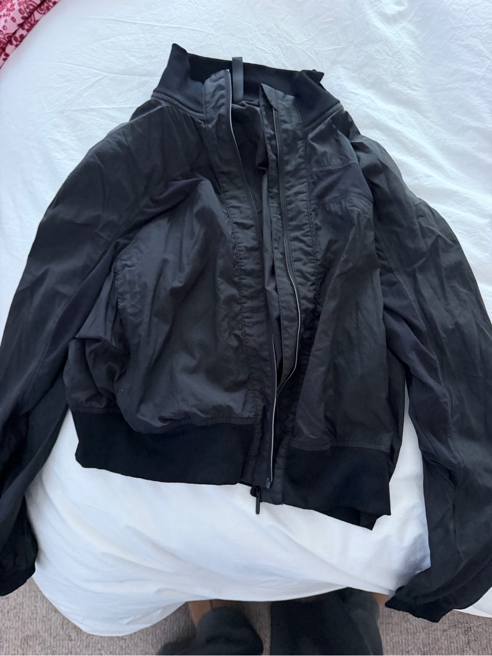 Women’s Black Bomber Jacket - Lightweight Zip Front